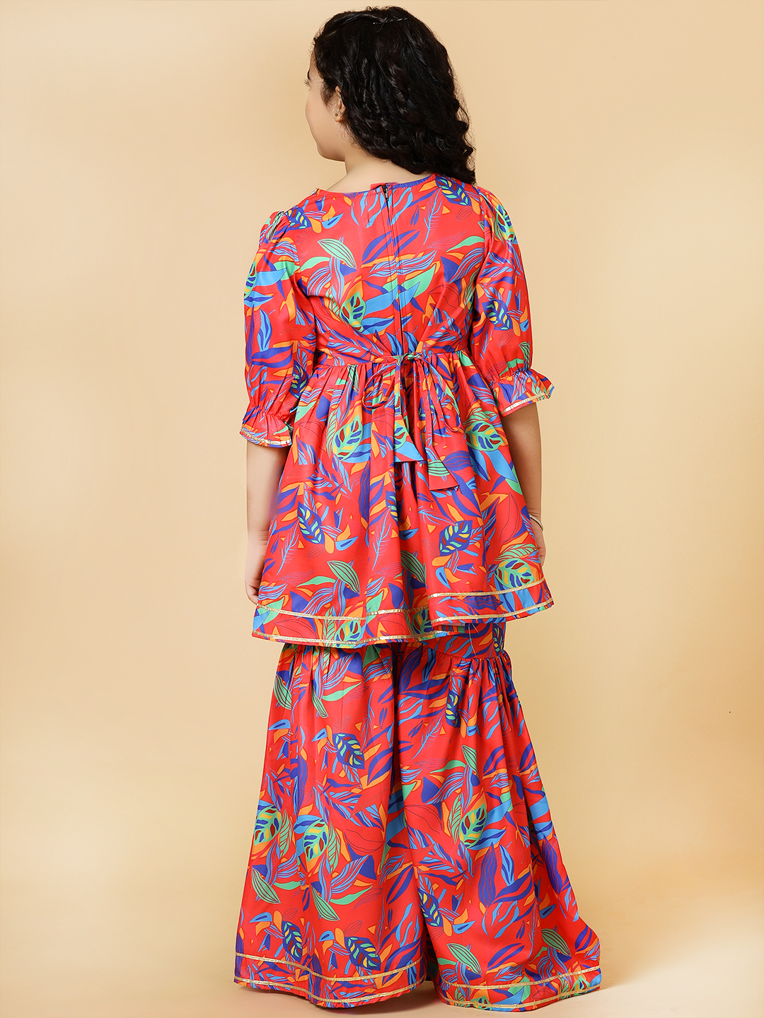 red floral printed alia cut sharara set-4