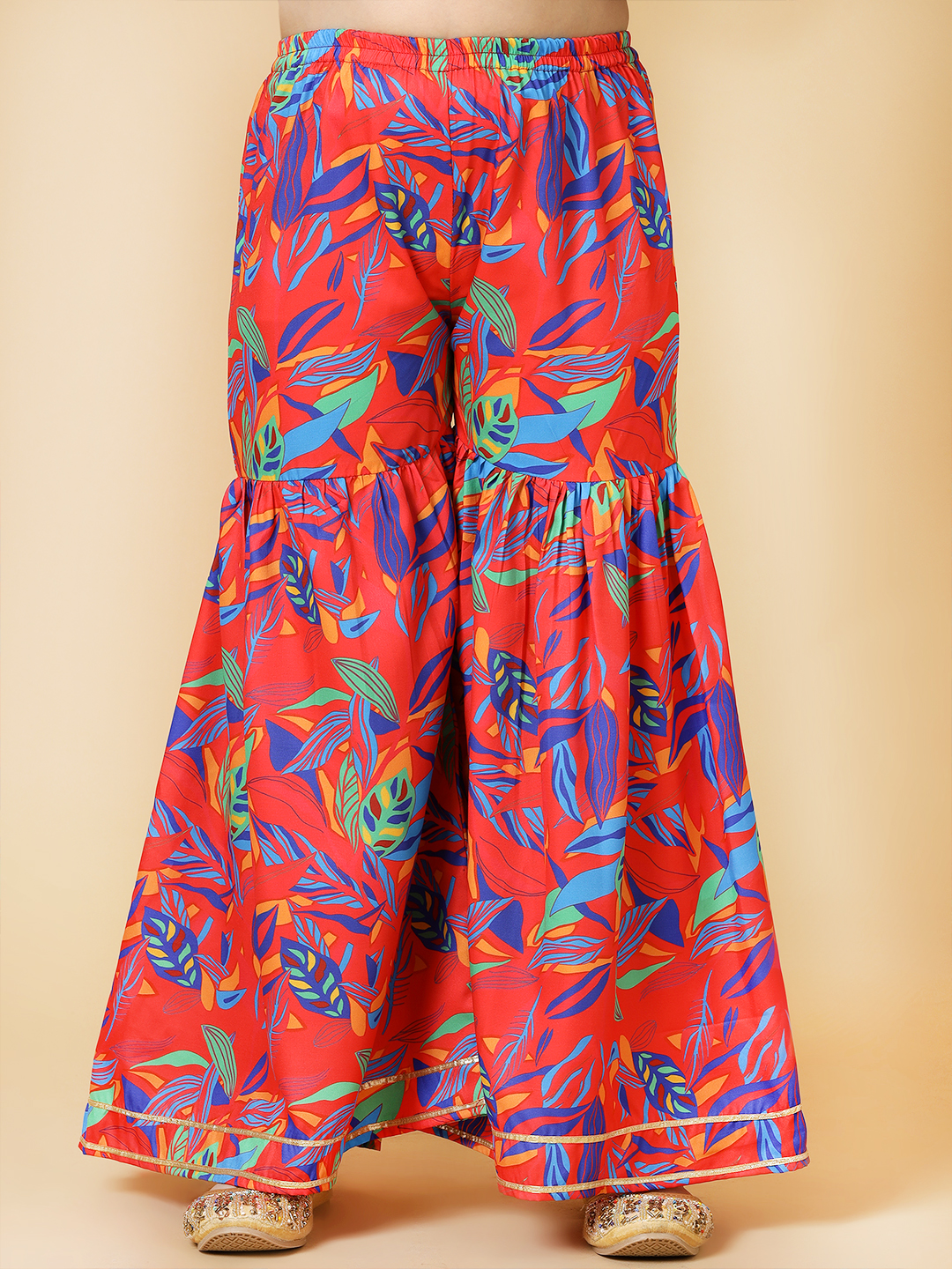 red floral printed alia cut sharara set-6