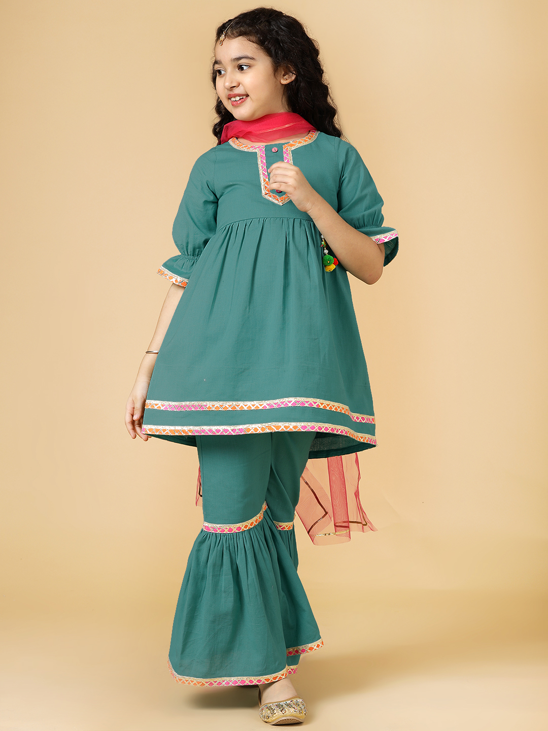 teal linen sharara se-2