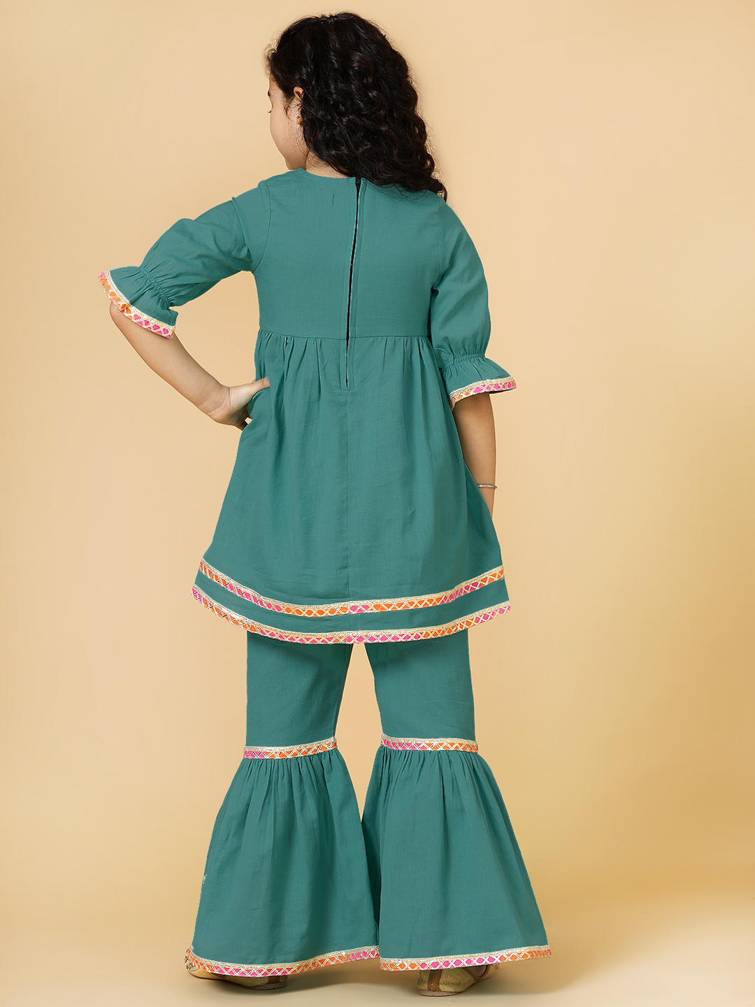 teal linen sharara se-4