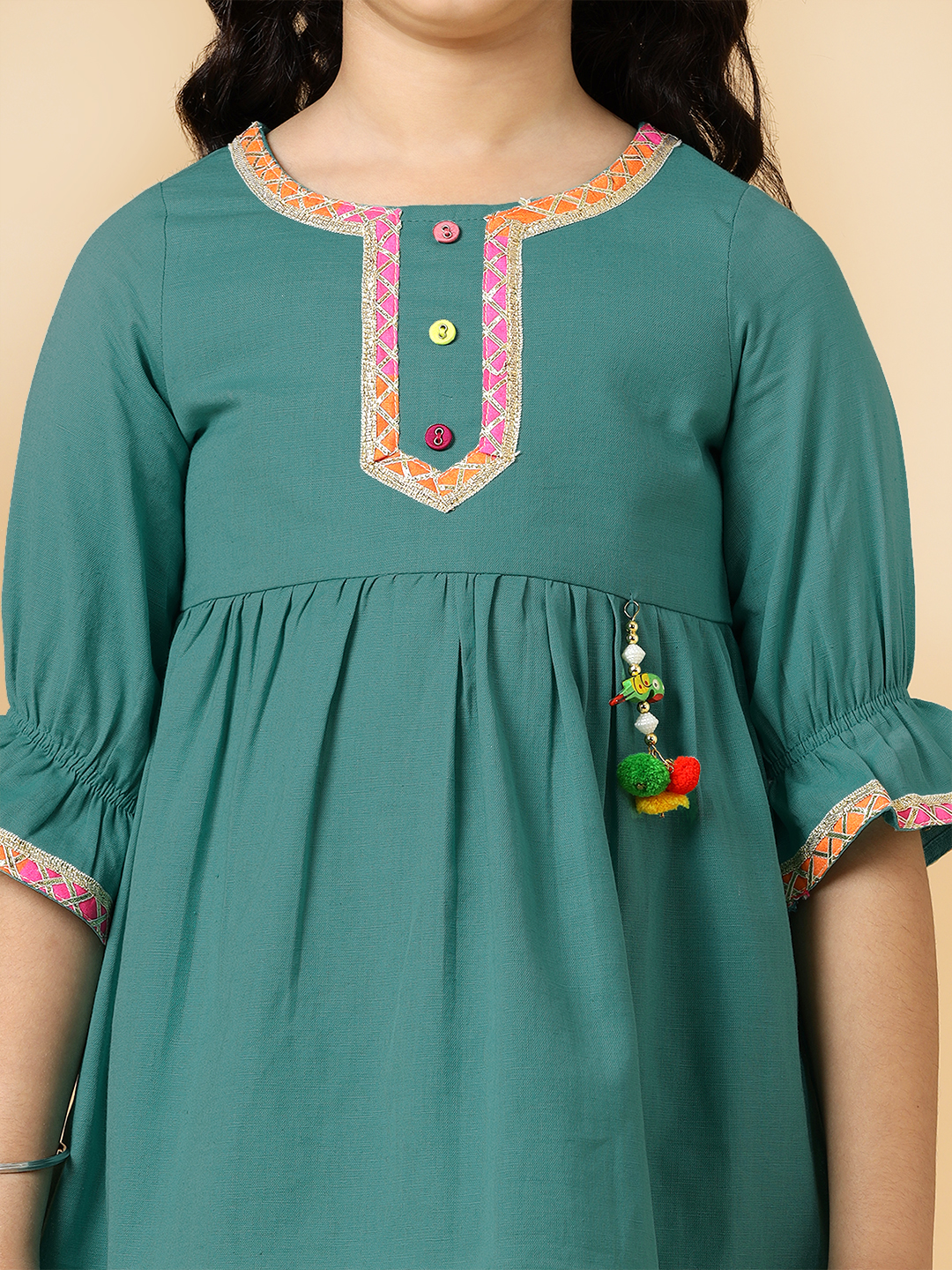 teal linen sharara se-5